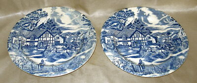 #ad 2 Vintage Luneville France English Style Blue Copperfield Transferware Plates 8quot; $19.99