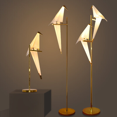 #ad Iron LED Swing Paper Crane Bird Floor Lamps Table Lights Bedside Home Lighting $140.79