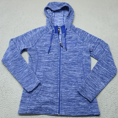 #ad The North Face Jacket Women Small Blue Hoodie Polyester Fleece Pattern $24.88