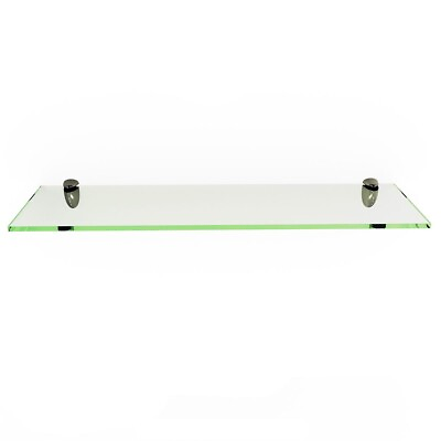 #ad Rectangle Floating Glass Shelf 10x24 Clear Tempered Glass Chrome Finish Bracket $55.82