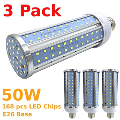 #ad 3pcs 50W LED Corn Light Bulb 6000K 168 Chip Lamp Daylight White Super Bright E26 $26.99