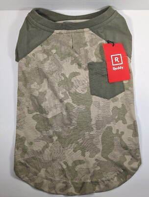 #ad Reddy Olive Micro Camouflage Dog Pocket T Shirt Size Large 17 19quot; Neck to Tale $14.99