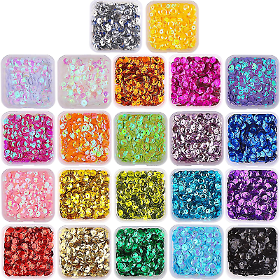 #ad DIYASY 8800 Pcs 6MM Bulk Loose Sequins 22 Colors Round Embroidery Sequins Cup C $12.13