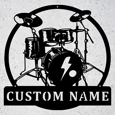 #ad Custom Drummer Musical instrument Metal Wall Art Personalized Drummer Name Sign $139.95