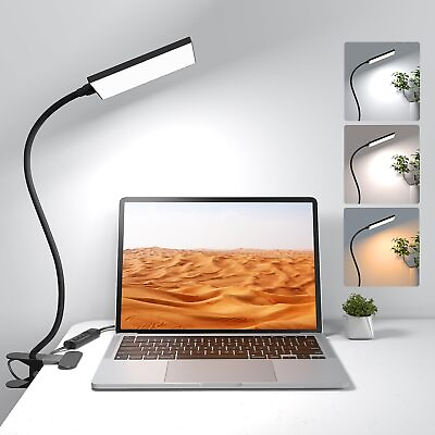 #ad LED Desk Lamp with Clamp for Home Office Dimmable Clip on Desk Light with US... $26.19