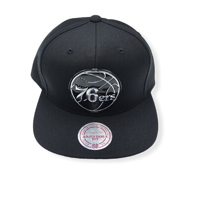 #ad Mitchell amp; Ness Philadelphia 76ers Black amp; Silver TPU Adjustable Snapback Cap $34.99