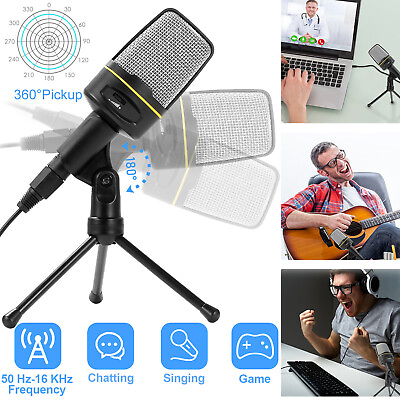 #ad Microphone Kit Mic Tripod Audio Recording For Computer PC Phone Desktop Studio $14.07