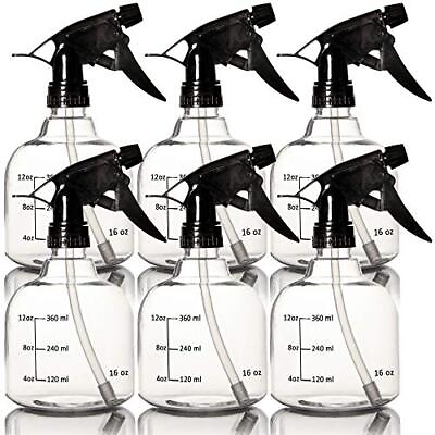 #ad 6 Pack 16 Ounce Empty Plastic Spray Bottles Spray Bottles for Hair and Clean... $24.04