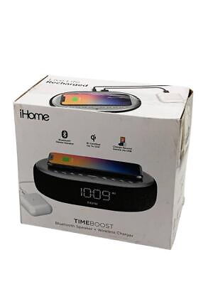 #ad iHome TimeBoost Bluetooth Alarm Clock with Wireless Charging Black $59.99