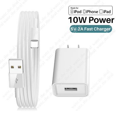 #ad Fast Charger For iPhone 6 7 8 XR Xs 11 12 13 14 USB A Wall Charger Adapter Cable $3.32