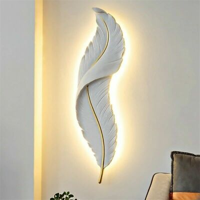 #ad Nordic Modern Creative Feather Light Led Wall Lamp Bedroom Bedside Lights $234.09