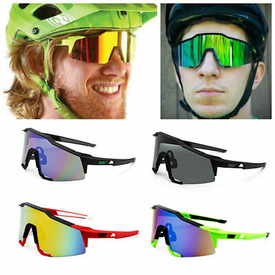 #ad For Men Sunglasses Sport Outdoor Cycling Shield Single Lens Speed Goggle Mirror $12.99