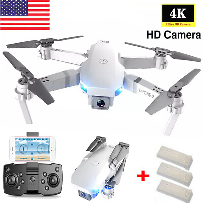 #ad 4K RC Drone Quadcopter Wide Angle Video Camera GPS Foldable Selfie WiFi3Battery $55.69