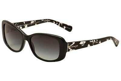 #ad Coach Women#x27;s HC8168 Sunglasses Black Crystal Mosaic Light Grey Gradient $82.99