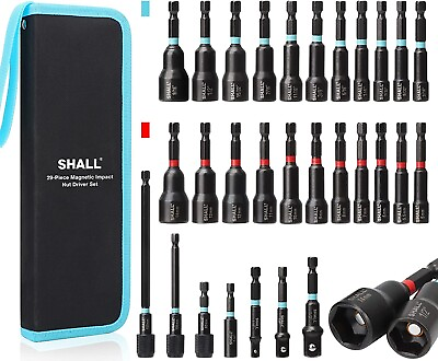 #ad SHALL 29PC Magnetic Hex Nut Driver Set1 4 quot; Shank SAE amp; Metric Power Drill Bit $26.39