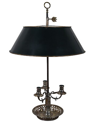 #ad Antique French Bouillotte Directoire 3 Light Pierced Tole Candelabra Lamp 25quot; $980.00