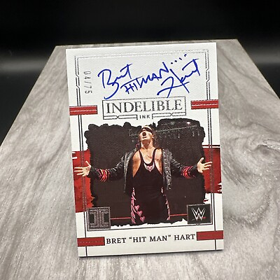#ad 2023 PANINI IMPECCABLE WWE INDELIBLE INK AUTO BRET quot;HIT MANquot; HART 75 $199.99