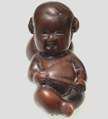 #ad Signed Asian Oriental Babby Buddha Sleeping on Ball Child Statue Figurine Art $14.99