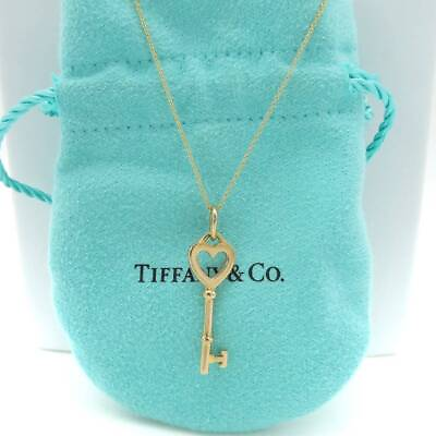 #ad Tiffany Co. Tiffany Yellow Gold Heart Key Necklace 750 K18 Key AA256 $836.35