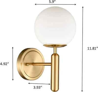 #ad Mid Century Bedroom Wall Sconce Globe Vanity Light Wall Light in Brass Finish $170.80
