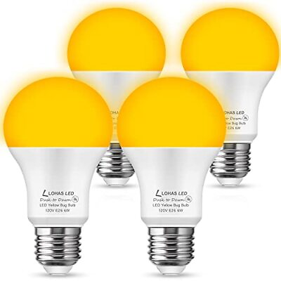 #ad LOHAS Yellow LED Bug Light Bulbs Outdoor Dusk to Dawn Sensor Yellow Bug Ligh... $39.60