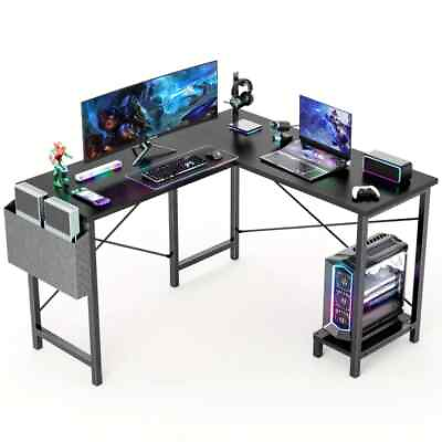 #ad 50 Inch L Shaped Gaming Computer Desk Modern Corner Workstation W CPU Stand $59.99