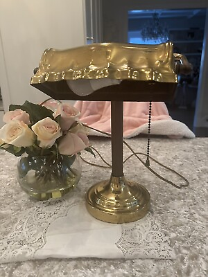 #ad Student lamp vtg antique all brass as is pull chain old $75.00