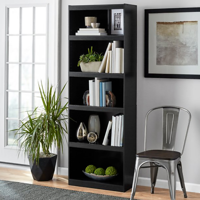 #ad 71quot; Tall Functional Framed 5 Shelf Bookcase Stylish Wide Storage Bookshelf $61.89