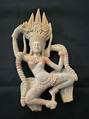#ad Serpentine Stone Statue Buddhist Cambodian Handmade Carving 8quot; $27.99