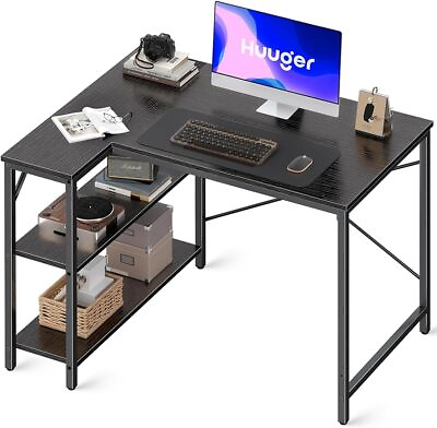 #ad L Shaped Desk Computer Desk Gaming Desk Corner Desk Home Office Desks w Shelves $85.49