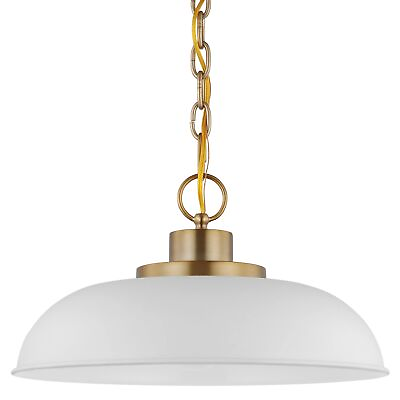 #ad #ad Nuvo Lighting 60 7480 Colony 15quot; Wide Pendant Matte White Burnished Brass $119.89