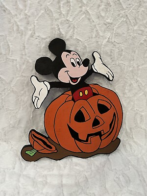 #ad Vintage Mickey Mouse Wooden Halloween Decor Halloween Display $34.99