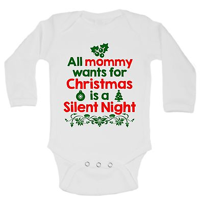 #ad All Mommy Wants For Christmas Is A Silent Night Cute Kids Bodysuits $13.99