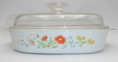 #ad Corning Ware Wildflower Poppies A 10 B Casserole 10quot; x 10quot; w 12C Lid $21.99