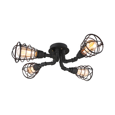 #ad Industrial Cage Water Pipe Ceiling Light Retro Rustic Iron Vintage Pendant Light $89.99