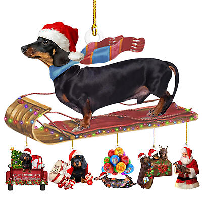#ad Dachshund Christmas Ornament Funny Dog Christmas Tree Ornament 2D $8.59