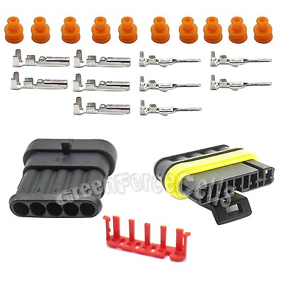 #ad 3 Kit 5 Pin Way Sealed Waterproof Electrical Wire Connector Plug Car Auto Set $8.46