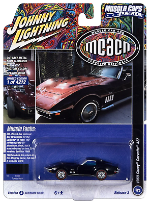 #ad 1969 Chevrolet Corvette MCACN Gloss Black Johnny Lightning $7.99