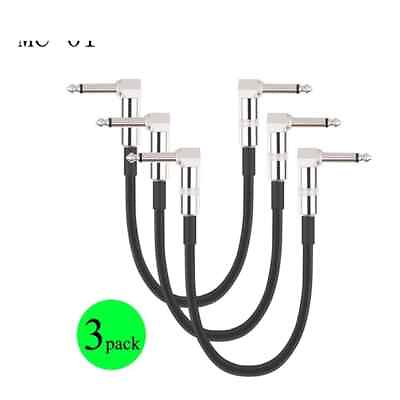 #ad 3 6Pcs Guitar Patch Pedal Cable 30cm 1 4 Inch Right Angle Audio Connector AU $84.79