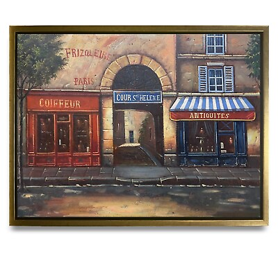 #ad NY Art Original Oil Painting of Paris Street View on Canvas 12x16 Framed $152.00
