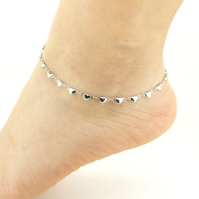 #ad Ankle Bracelet Stainless Steel Anklets Beach Foot Jewelry Love Heart Waterproof $3.81