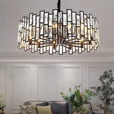 #ad 60cm Black Crystal Chandelier Ceiling Light Modern Pendant Lighting Hanging Lamp $183.98