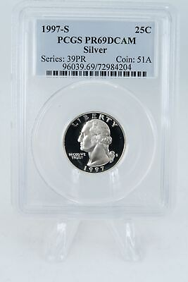 #ad 1997 S PCGS PR69DCAM Silver Washington Quarter Proof 25C $24.99