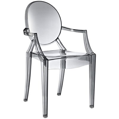 #ad Modway Casper 18.5quot; Modern Plastic Dining Armchair in Smoke Gray $122.99