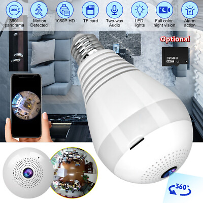 #ad HD 1080P Light Bulb Camera 360° Panoramic WiFi Home Security Cam Night Vision $27.99