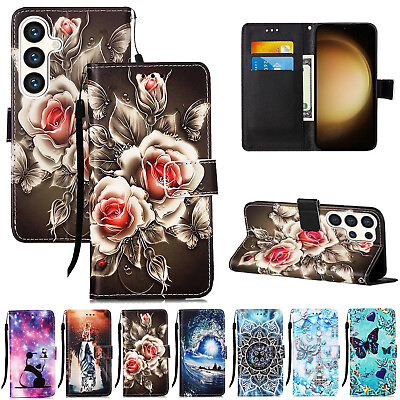 #ad For Samsung Galaxy S24 S23 FE Magnetic Leather Pattern Wallet Case Stand Cover $9.89