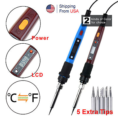 #ad 80W Electric Soldering Iron Power Switch LCD Adjustable Temperature Welding Tool $6.98