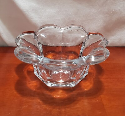 #ad Vintage US Glass Flower Shaped Clear Glass Bowl Candy Dish Marked Piece $8.97