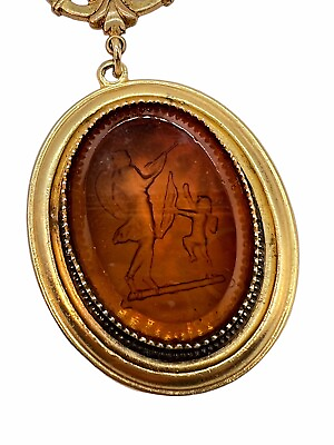 #ad Antique Reverse Intaglio Pendant Necklace Victorian Rev Venus Cupid Gold Fill. 9 $149.95