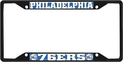 #ad Philadelphia 76ers Black Metal License Plate Frame Tag Cover 6x12 Inch $17.79